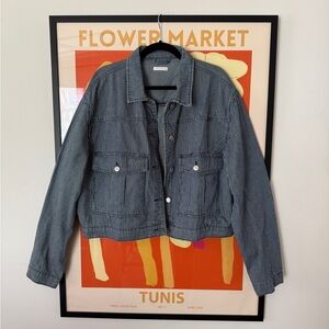 Striped Cropped Jacket - Blue